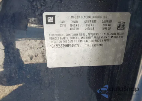 2017 Chevrolet Malibu 1Lt из США, поврежденный, VIN 1G1ZE5ST9HF249072